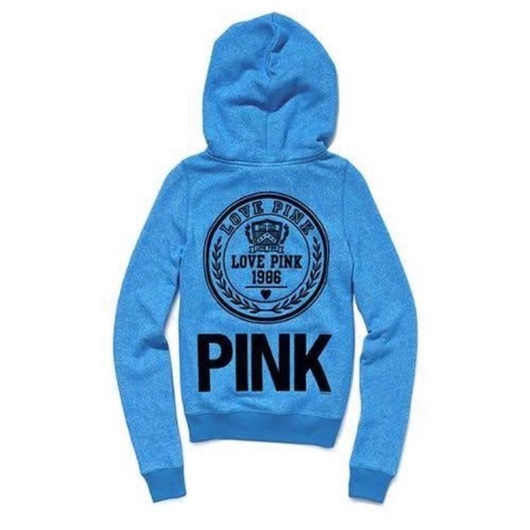 PINK Victoria's Secret Jackets & Blazers - VS Pink Vintage Velvet Logo Blue Marled Knit Jacket M